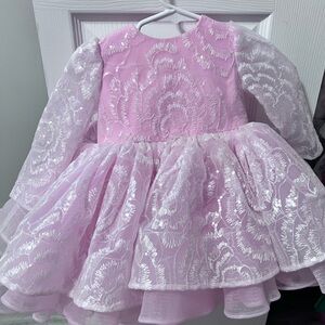 Pink Lace Long Sleeve Dress